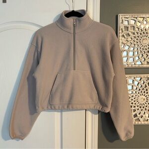 Aritzia | TNA Cropped Fleece Quarter Zip Sweatshirt